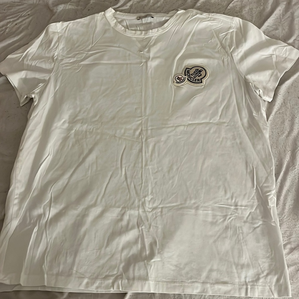 Xl white moncler tee shirt large patch